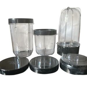 Replacement Blender Cups and Lids - Clear with Dark Gray Tops